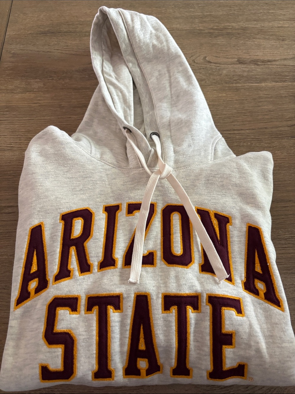 Arizona State- League Gray Hoodie with Maroon and Gold Embroidered Lettering
